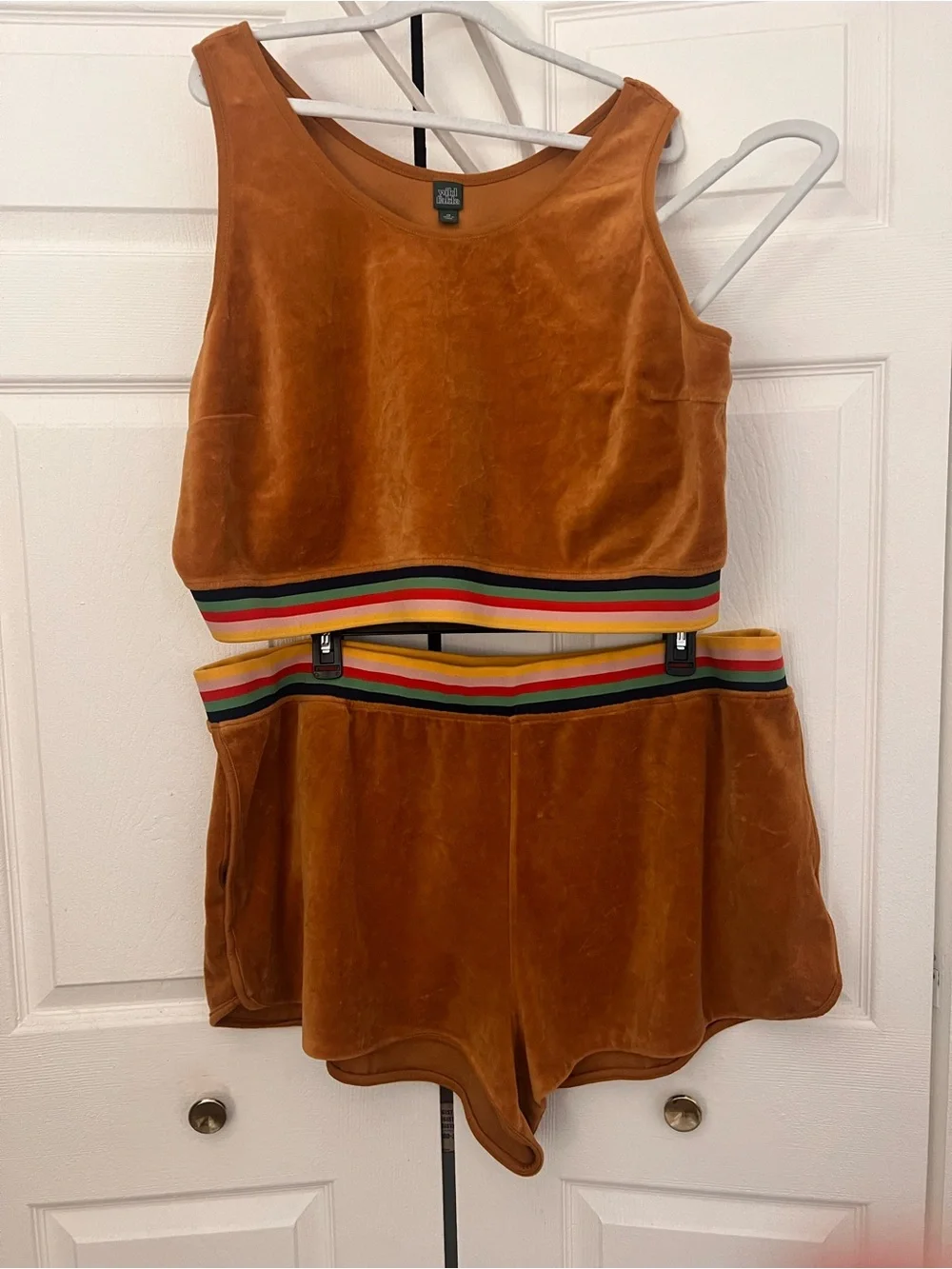 Wild and Fable 2X Velvet Two-Piece Crop Top & Shorts Set